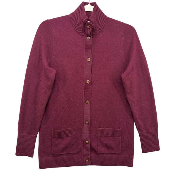 L.L.Bean Sweater Womens Small Petite Burgundy 100% Cashmere...